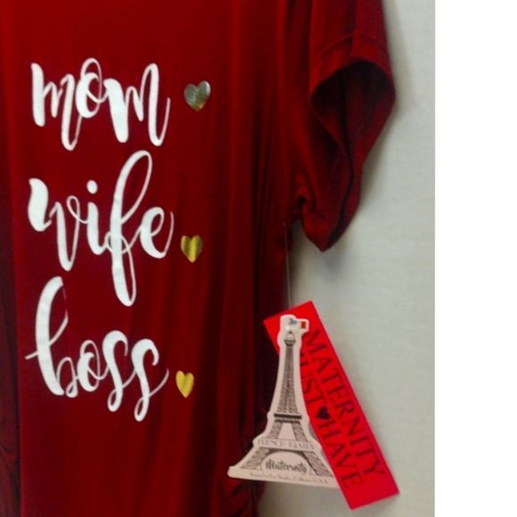 MOM WIFE BOSS Graphic Maternity Soft Shirt Size XL French Pastry NWT Soft & Comf - Picture 2 of 7